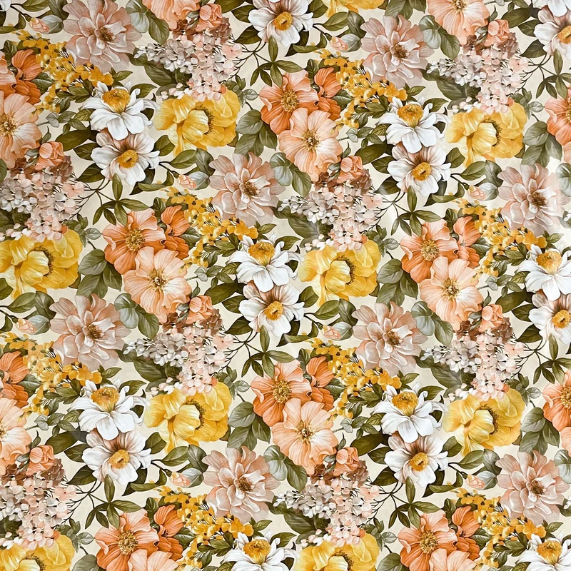 Wachstuch Tischdecke 01629-03 Blüten Blumenmeer auf beige eckig rund oval