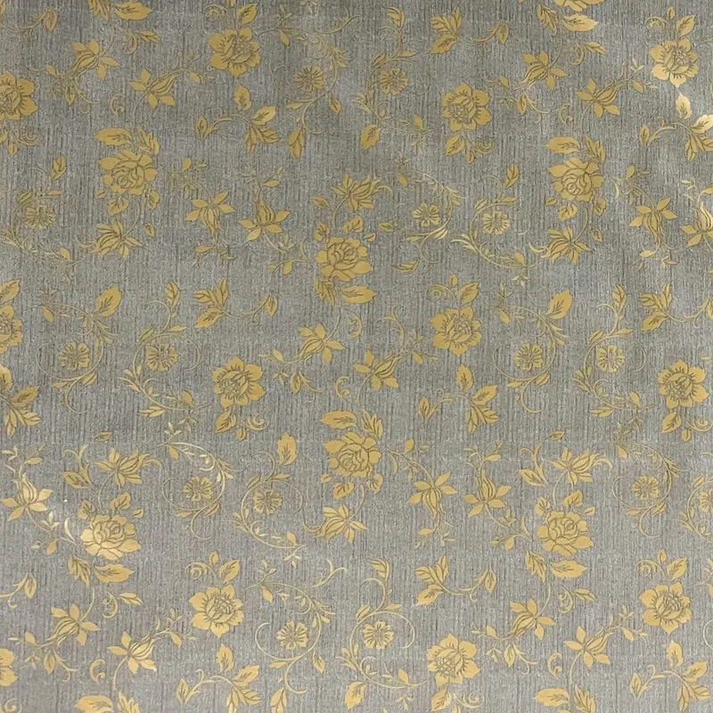 Wachstuch Tischdecke 01536-01 goldene Blumenranken auf grau floral Elegant Barock eckig rund oval