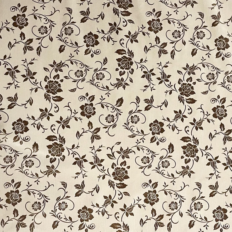 Wachstuch Tischdecke 01536-05 bronzefarbene Blumenranken auf beige floral Elegant Barock eckig rund oval