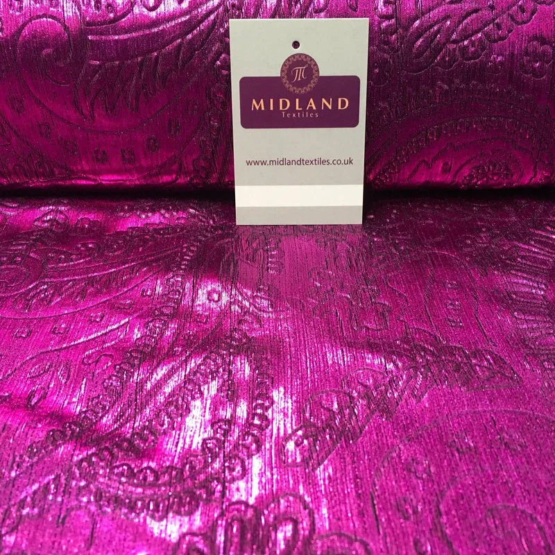 Lame Paisley Embossed Foil 1 way stretch Fabric 58" wide M104 Mtex