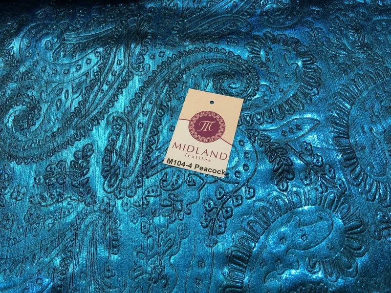 Lame Paisley Embossed Foil 1 way stretch Fabric 58" wide M104 Mtex