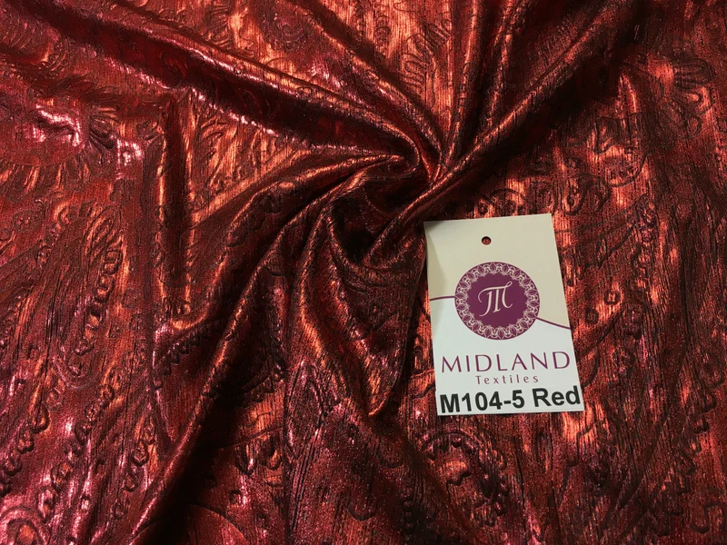 Lame Paisley Embossed Foil 1 way stretch Fabric 58" wide M104 Mtex
