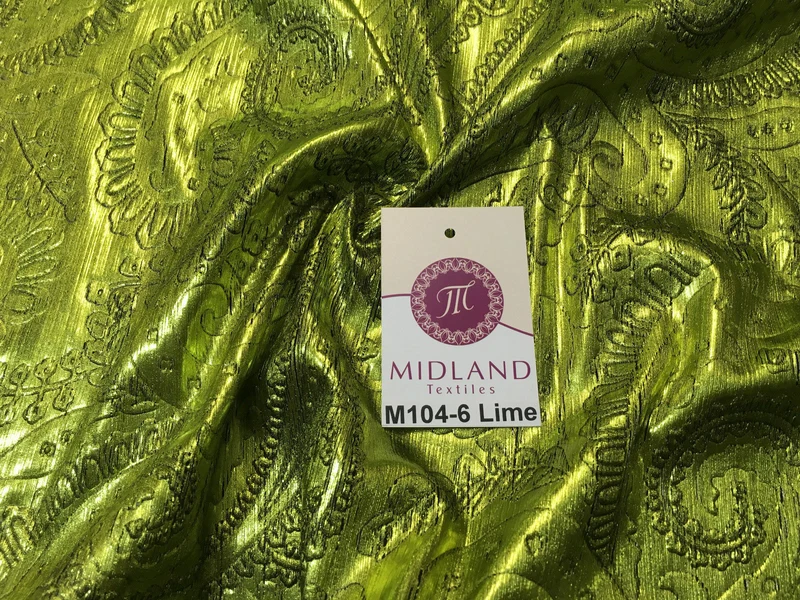 Lame Paisley Embossed Foil 1 way stretch Fabric 58" wide M104 Mtex