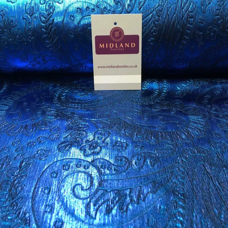 Lame Paisley Embossed Foil 1 way stretch Fabric 58" wide M104 Mtex