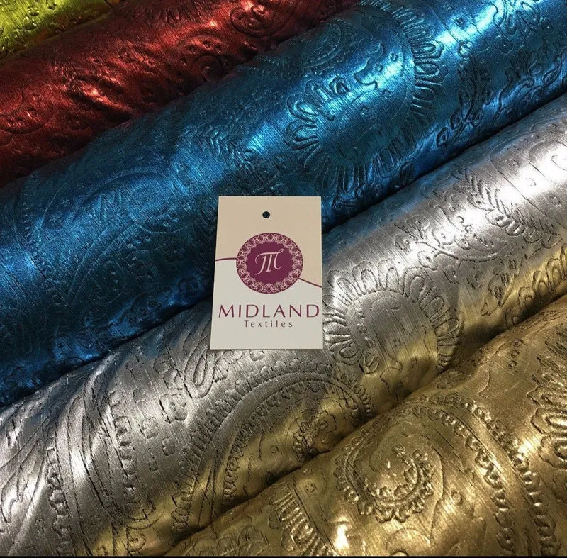 Lame Paisley Embossed Foil 1 way stretch Fabric 58" wide M104 Mtex