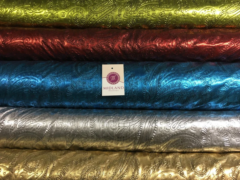 Lame Paisley Embossed Foil 1 way stretch Fabric 58" wide M104 Mtex