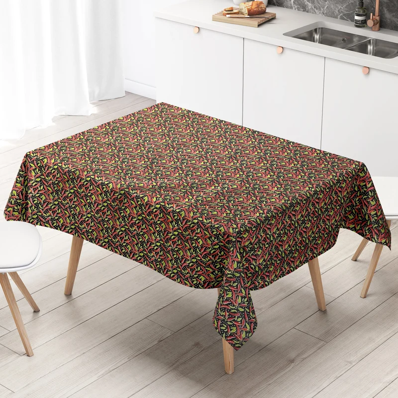 Wachstuch Tischdecke 06190-01 Peperoni Küche schwarz eckig rund oval