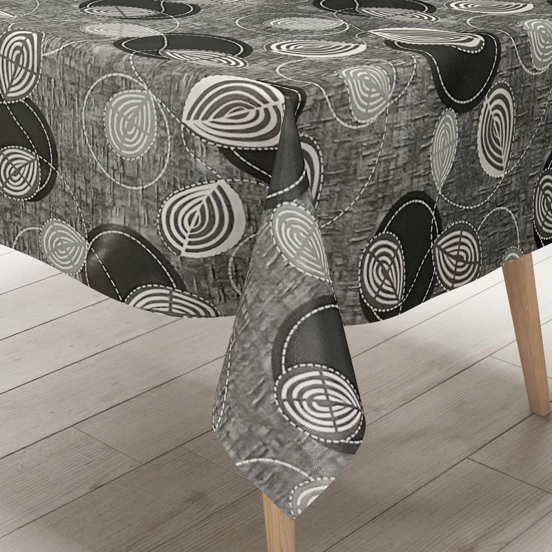Wachstuch Tischdecke 01257-03 modern Linien Kreise schwarz grau eckig rund oval