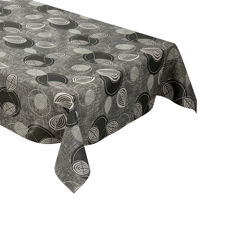 Wachstuch Tischdecke 01257-03 modern Linien Kreise schwarz grau eckig rund oval