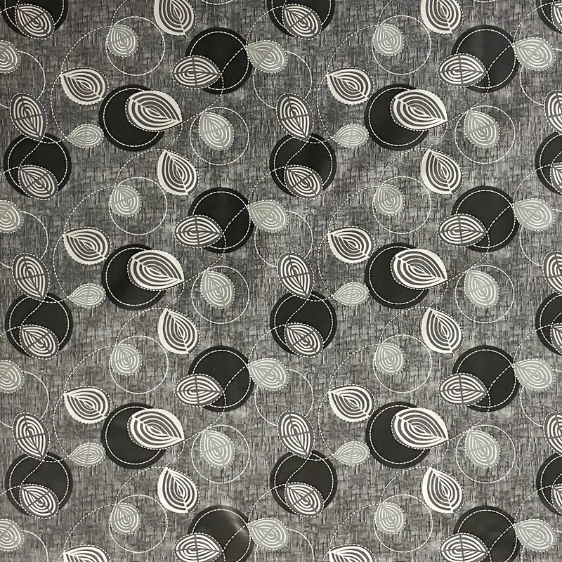 Wachstuch Tischdecke 01257-03 modern Linien Kreise schwarz grau eckig rund oval