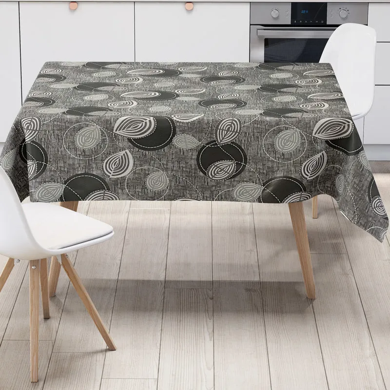Wachstuch Tischdecke 01257-03 modern Linien Kreise schwarz grau eckig rund oval