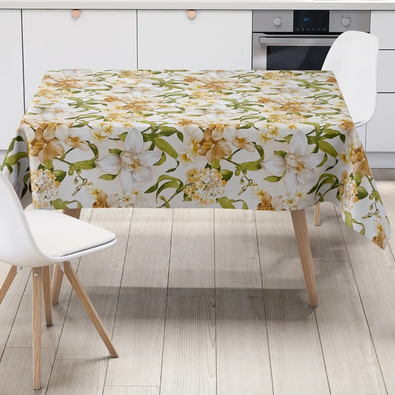 Wachstuch Tischdecke 01446-02 Lilien Blumen floral Meterware beige eckig rund oval