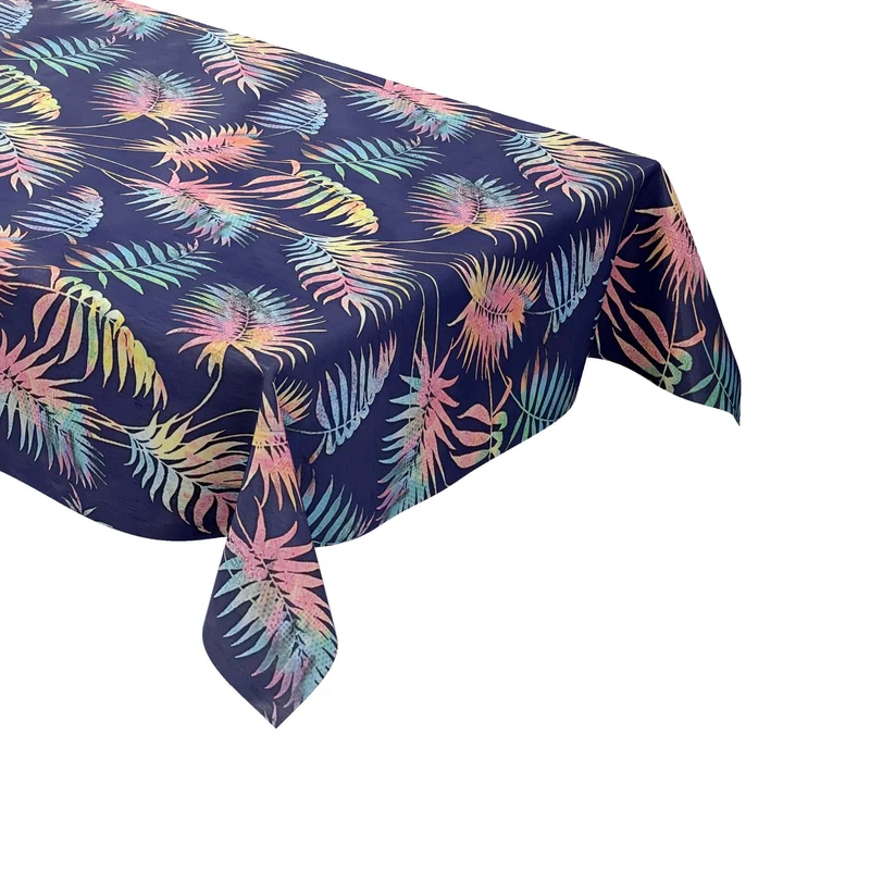 Wachstuch Tischdecke 06243-01 Dschungel Monstera Palmen dunkelblau eckig rund oval