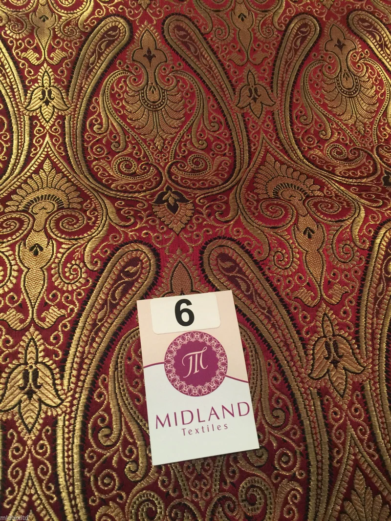 Ornamental paisley gold metallic print Indian banarsi Brocade fabric M246 Mtex