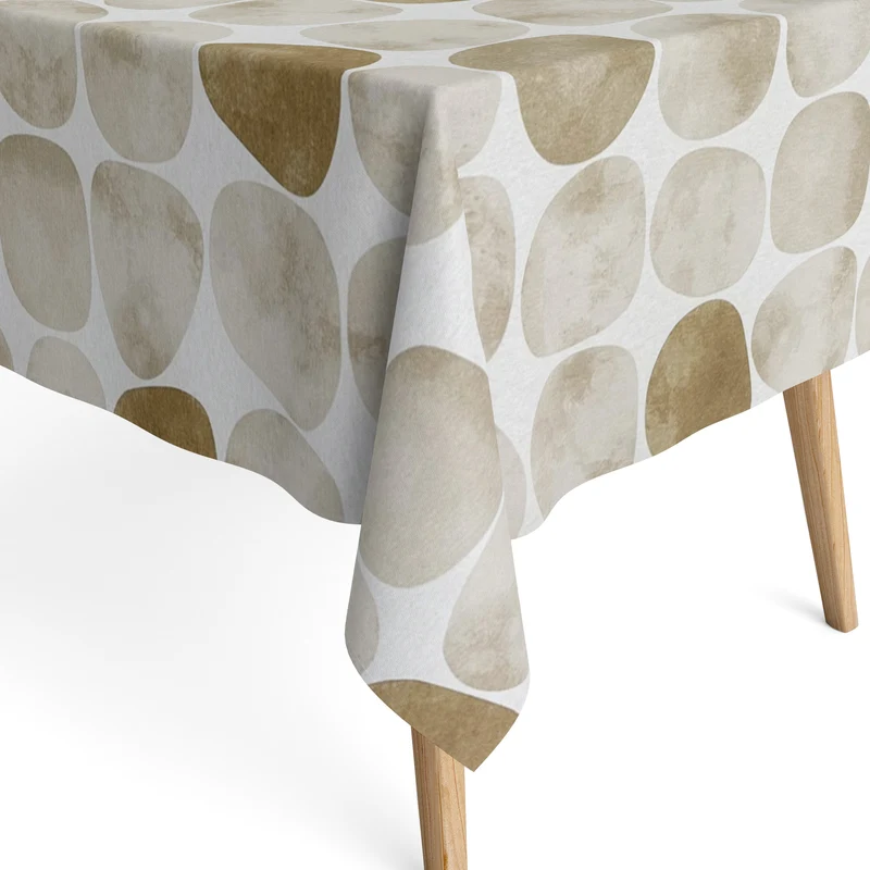 textile Tischdecke Jacquard beschichtete Baumwolle ARENA 32165 Steine eckig rund oval