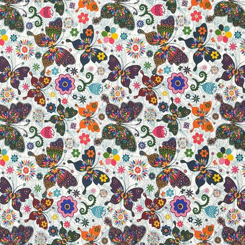 textile Tischdecke Jacquard beschichtete Baumwolle FB SOROLLA 003 bunte Schmetterlinge eckig rund oval