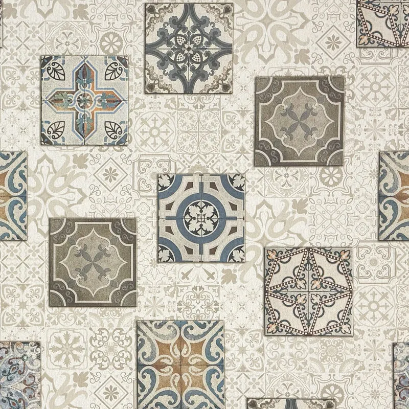 textile Tischdecke Jacquard beschichtete Baumwolle DG508 Mosaik Fliesen Mallorca eckig rund oval