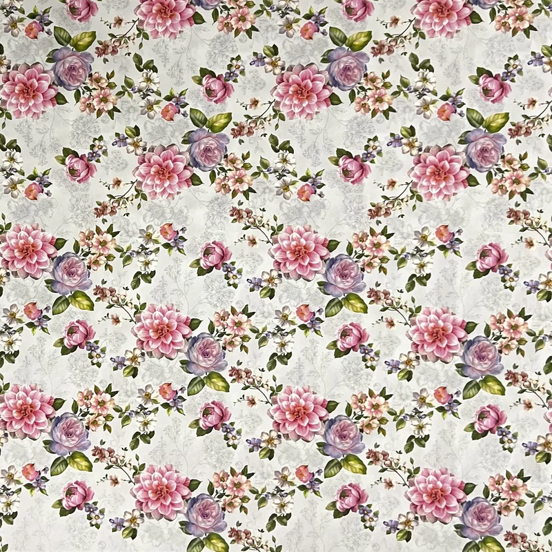 Wachstuch Tischdecke K86C Rosen Blüten auf weiss eckig rund oval