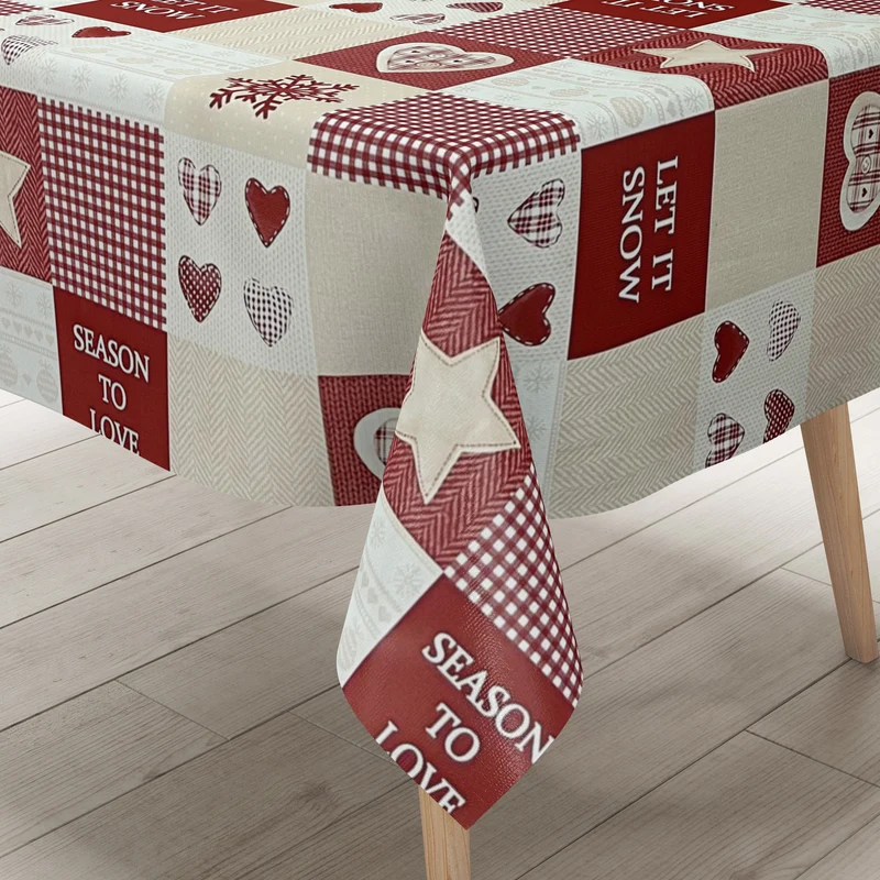 Wachstuch Tischdecke K71A Weihnachten LET IT SNOW Schneeflocken abwischbar eckig rund oval