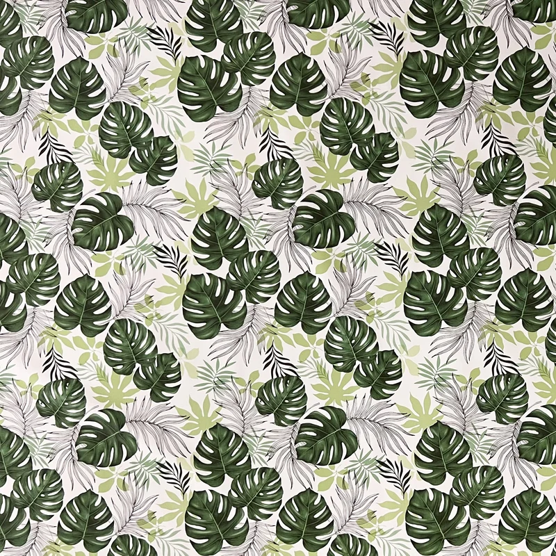 Wachstuch Tischdecke abwischbar geprägt K149A Dschungel Palmen Blätter Monstera grün weiss eckig rund oval PVC-Tischdecke