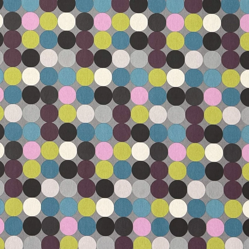 textile Tischdecke Jacquard beschichtete Baumwolle HOPPER GRIS bunte Punkte eckig rund oval