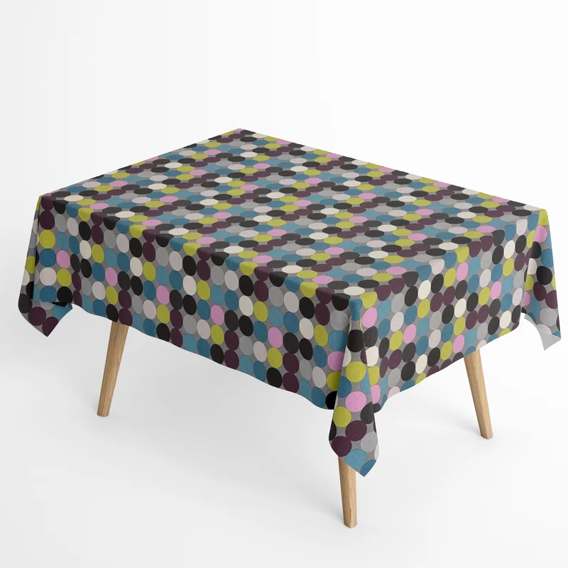 textile Tischdecke Jacquard beschichtete Baumwolle HOPPER GRIS bunte Punkte eckig rund oval