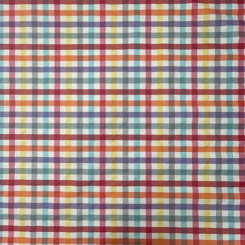 textile Tischdecke Jacquard beschichtete Baumwolle PIERO bunt kariert eckig rund oval