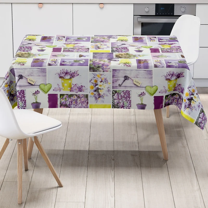 Wachstuch Tischdecke B4003-01 Krokos lila Frühjahr Love eckig rund oval