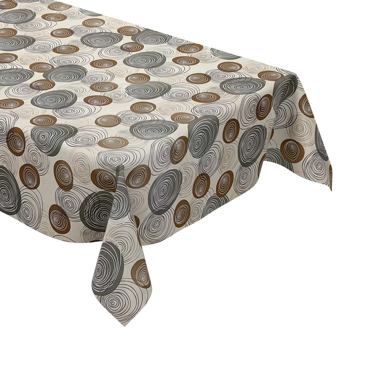 Wachstuch Tischdecke K104A modern Linien Kreise beige eckig rund oval