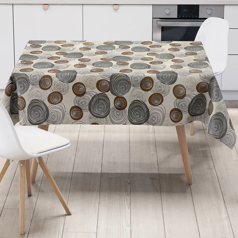 Wachstuch Tischdecke K104A modern Linien Kreise beige eckig rund oval