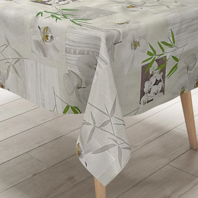 Wachstuch Tischdecke C147380 Orchideen auf Holz eckig rund oval
