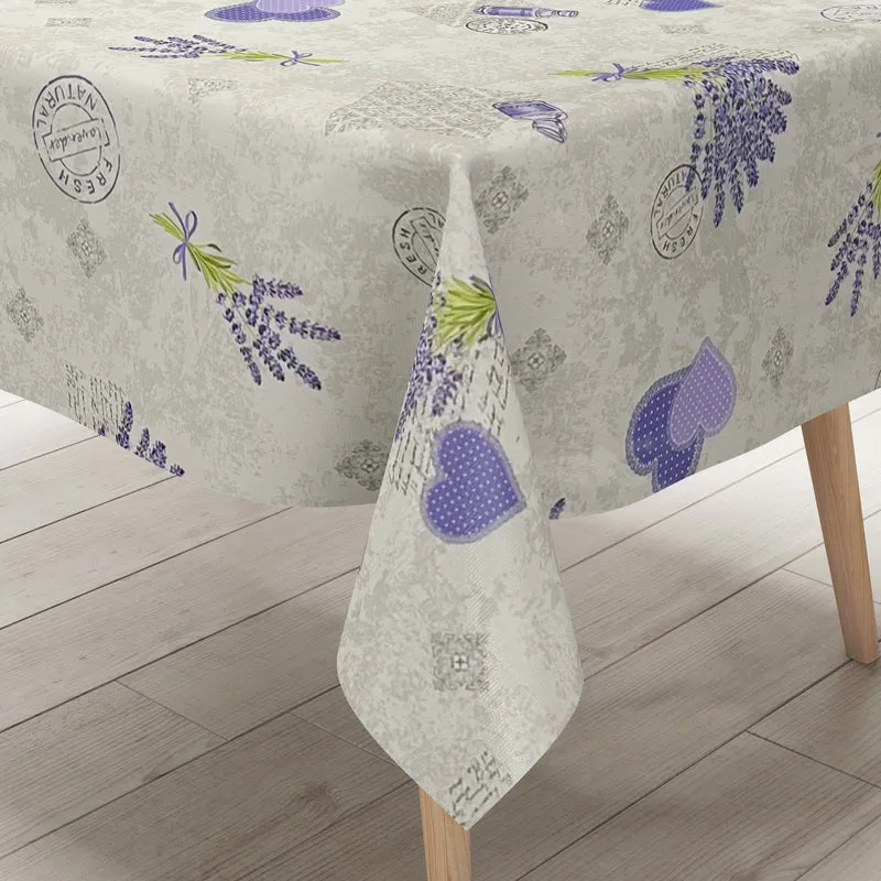 Wachstuch Tischdecke C146011 Lavendel Provence Herzen mediterran eckig rund oval