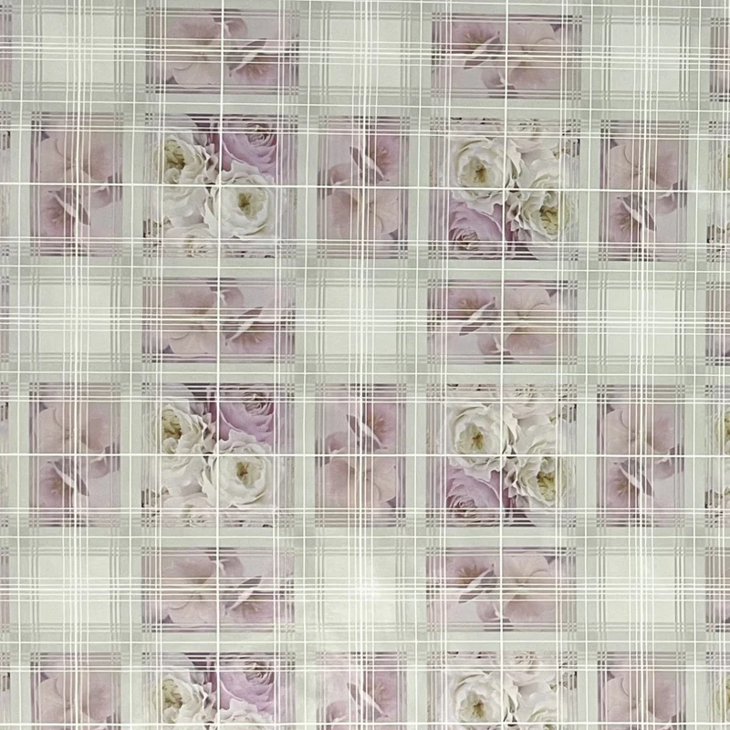 Wachstuch Tischdecke C147370 rosa Rosen Blüten kariert eckig rund oval