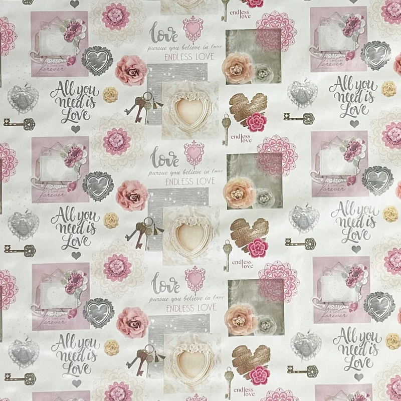 Wachstuch Tischdecke 01368-01 LOVE rosa Herzen Rosen Strick eckig rund oval
