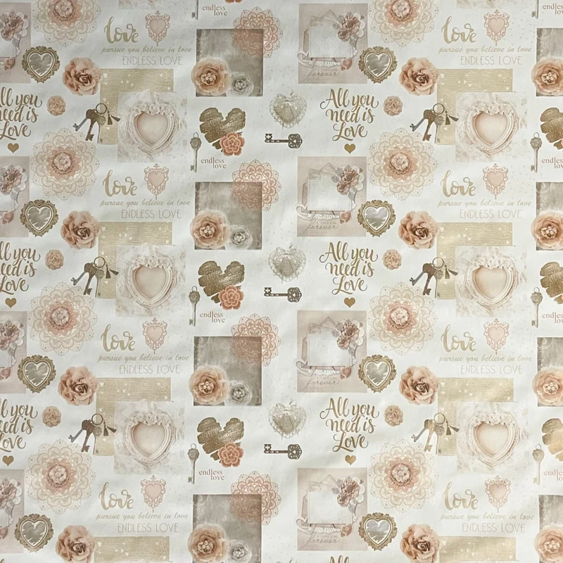 Wachstuch Tischdecke 01368-03 LOVE Herzen Rosen Strick eckig rund oval