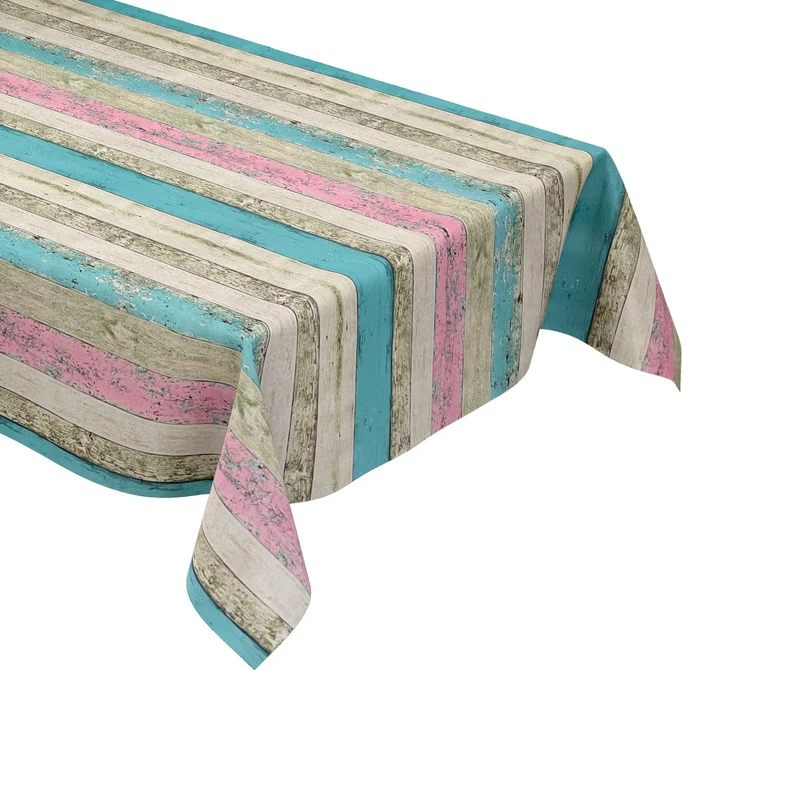 Wachstuch Tischdecke Meterware K-ML3204 Holz Dielen rosa türkis eckig rund oval