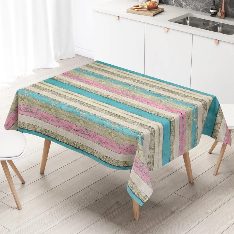 Wachstuch Tischdecke Meterware K-ML3204 Holz Dielen rosa türkis eckig rund oval