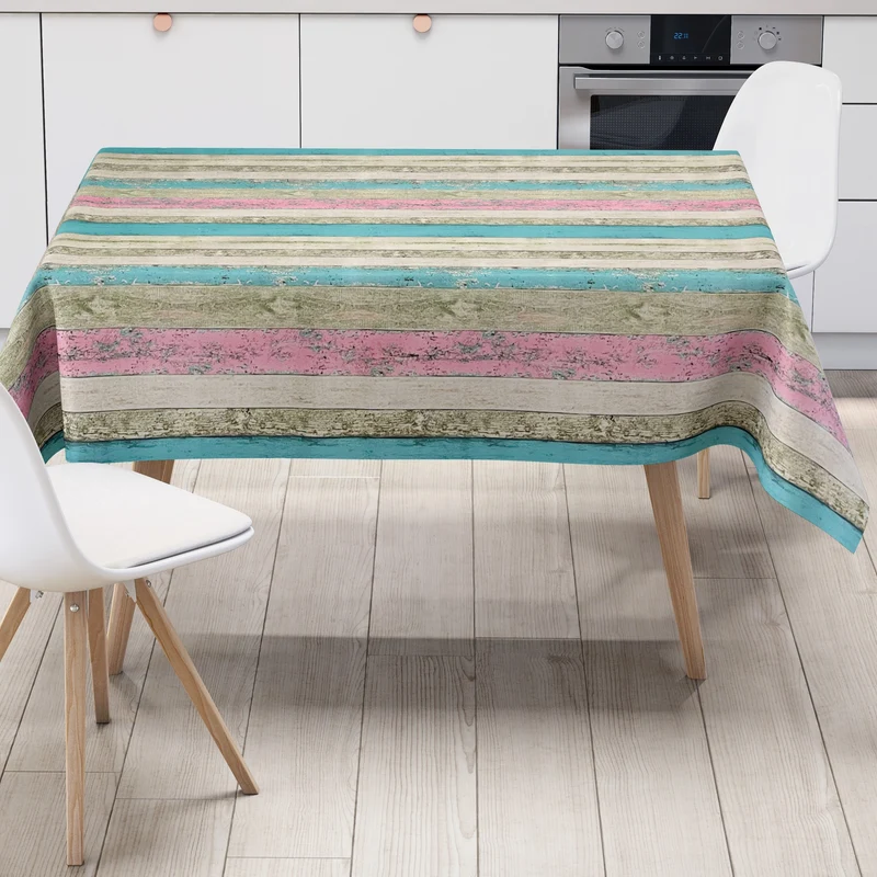 Wachstuch Tischdecke Meterware K-ML3204 Holz Dielen rosa türkis eckig rund oval