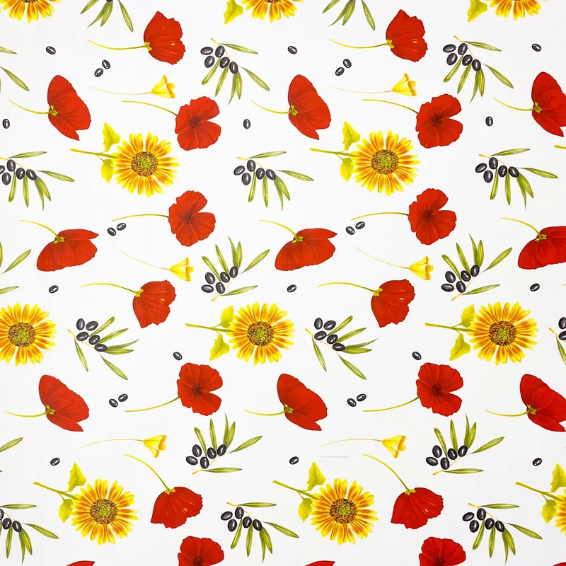 Wachstuch Tischdecke geprägt M99525 Mohnblume Sonnenblume Olive eckig rund oval