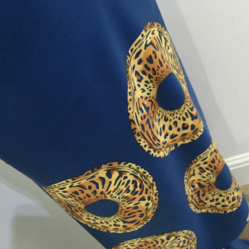 Royal Blue Satin Crepe animal Border print fabric 45" wide M657 Mtex