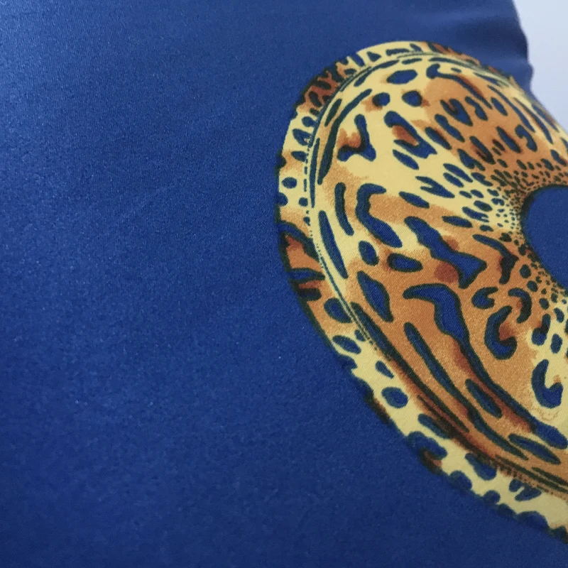 Royal Blue Satin Crepe animal Border print fabric 45" wide M657 Mtex