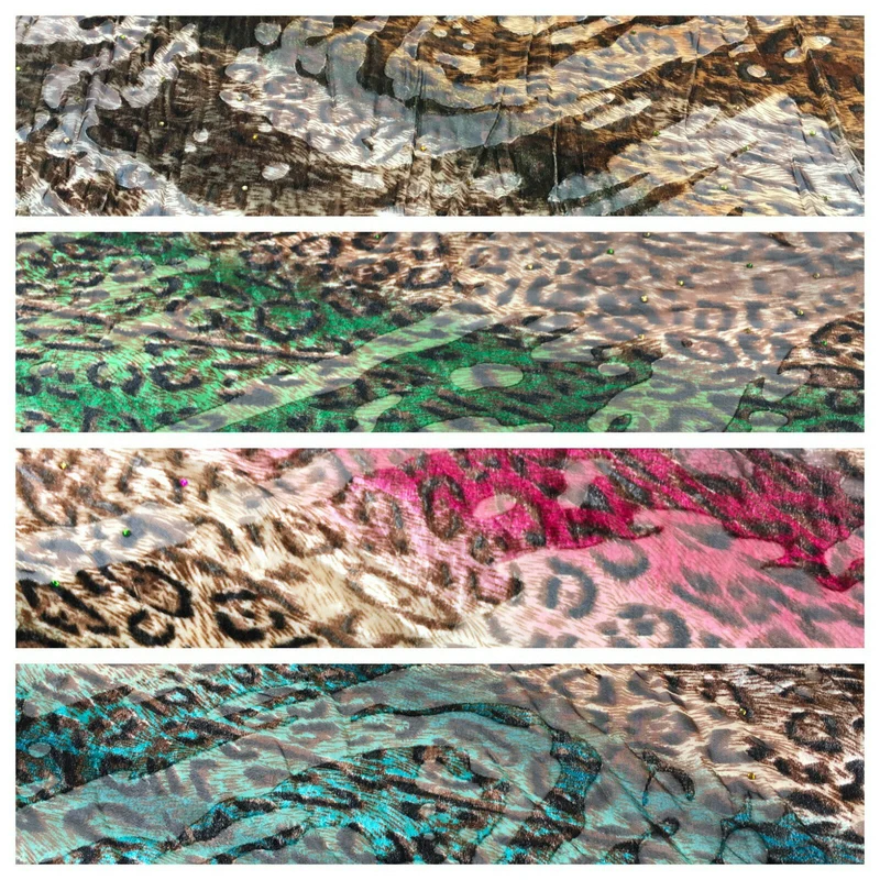 Animal print Velvet Devore Chiffon diagonal stone embellishment 55" wide M643