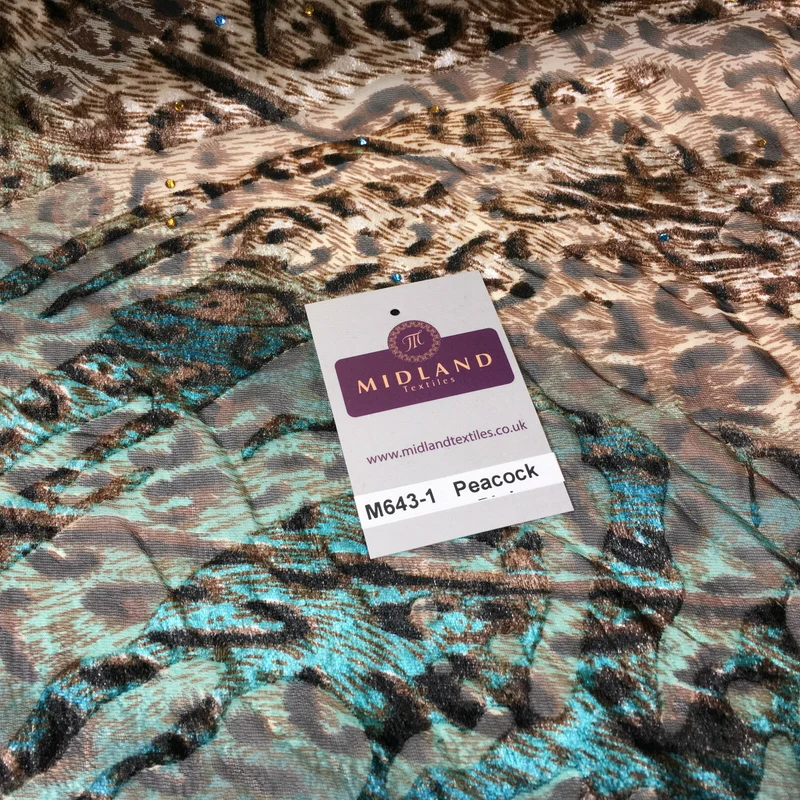 Animal print Velvet Devore Chiffon diagonal stone embellishment 55" wide M643