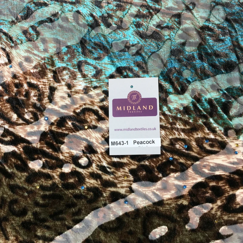 Animal print Velvet Devore Chiffon diagonal stone embellishment 55" wide M643