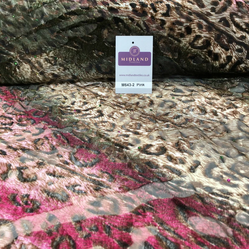 Animal print Velvet Devore Chiffon diagonal stone embellishment 55" wide M643