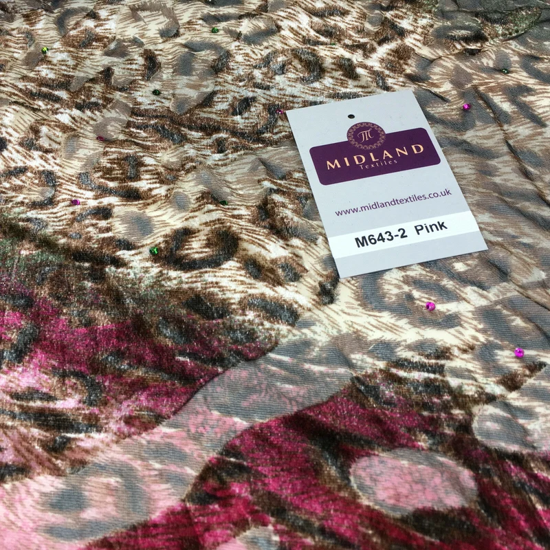 Animal print Velvet Devore Chiffon diagonal stone embellishment 55" wide M643
