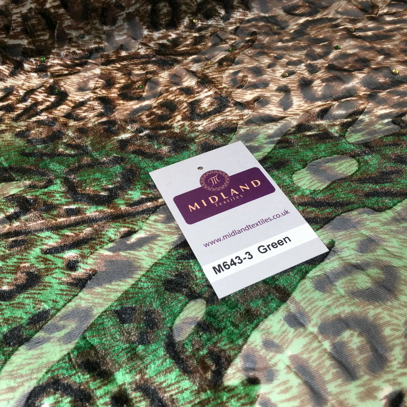 Animal print Velvet Devore Chiffon diagonal stone embellishment 55" wide M643