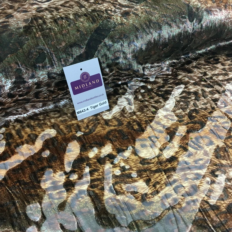 Animal print Velvet Devore Chiffon diagonal stone embellishment 55" wide M643