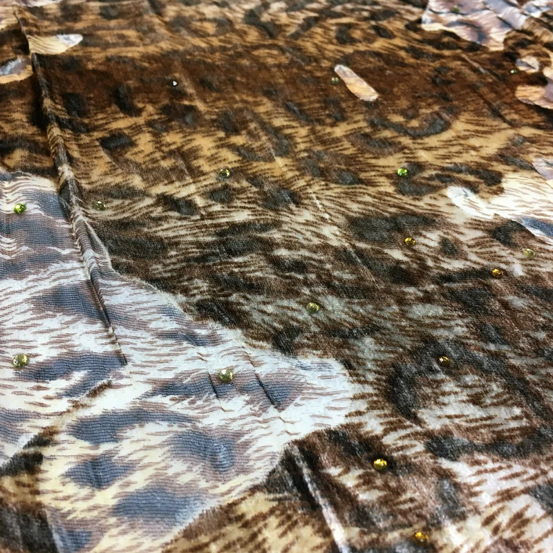 Animal print Velvet Devore Chiffon diagonal stone embellishment 55" wide M643