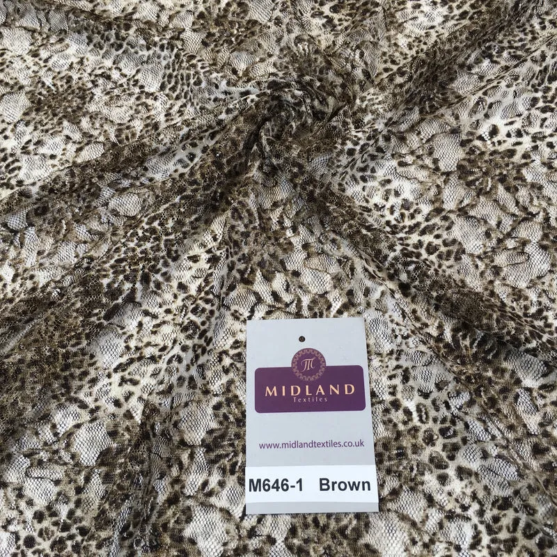 Snake Print Stretch Lace Fabric 55" Wide - Raschel Dress Material M646